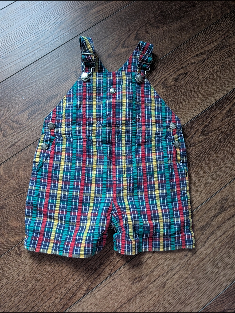 $ Vintage‎ Rainbow Tag Gymboree Fairway Plaid Short Overalls